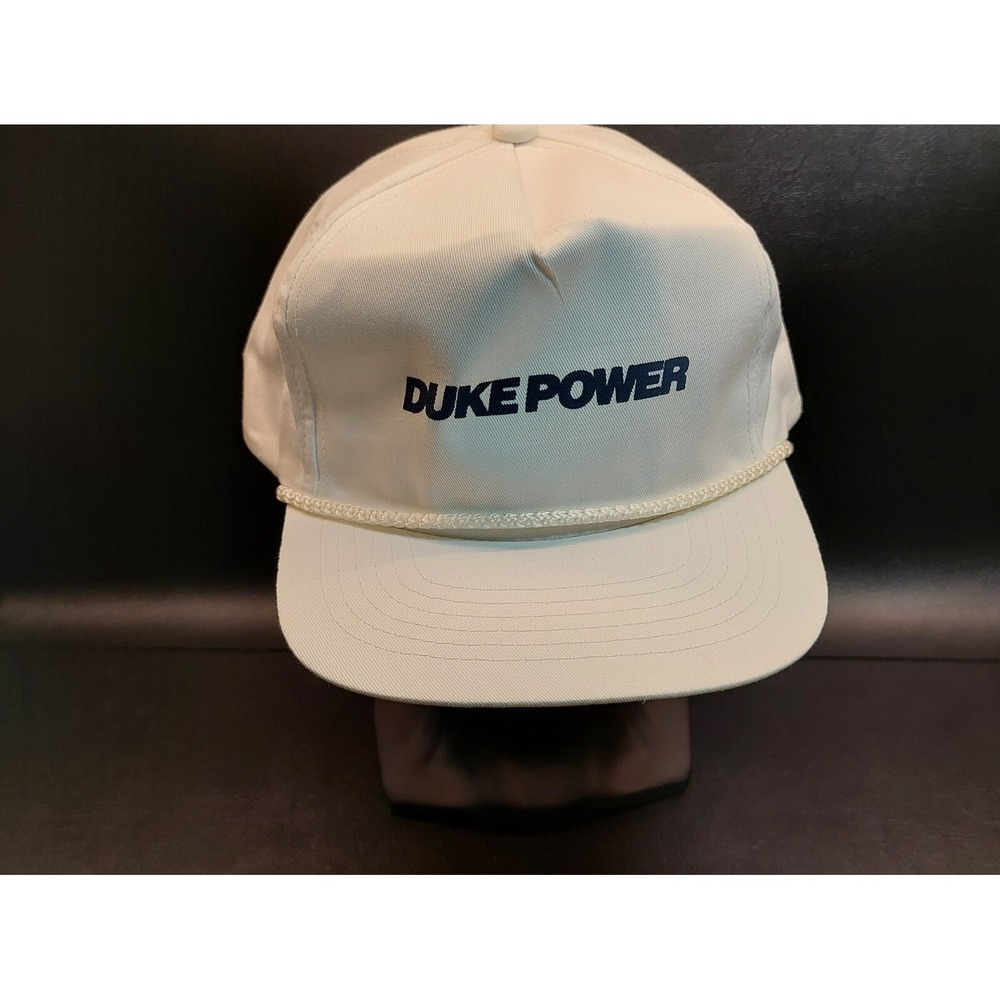 Vintage Duke Power White Trucker Mesh Cord Bill Snapback Hat Cap